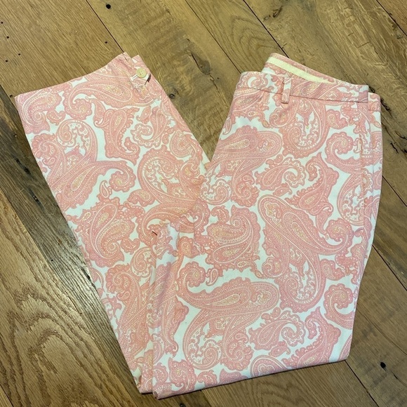 J Crew Favorite Fit VTG Pink Paisley Cotton Capri Pants Size 6 - Picture 2 of 9